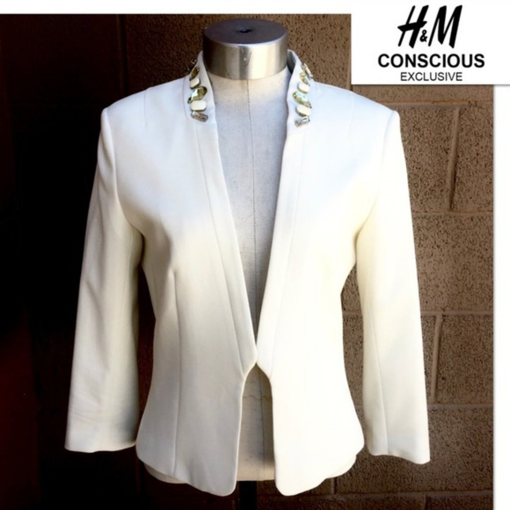 H&M Conscious Collection Cream Blazer w/ Rhinestone
